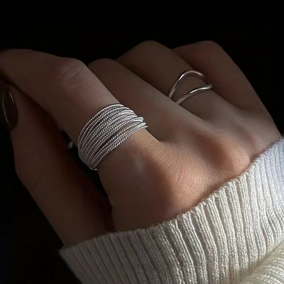 Multi-line Niche Design Finger Ring Opening Adjustable - Picture 5 of 7